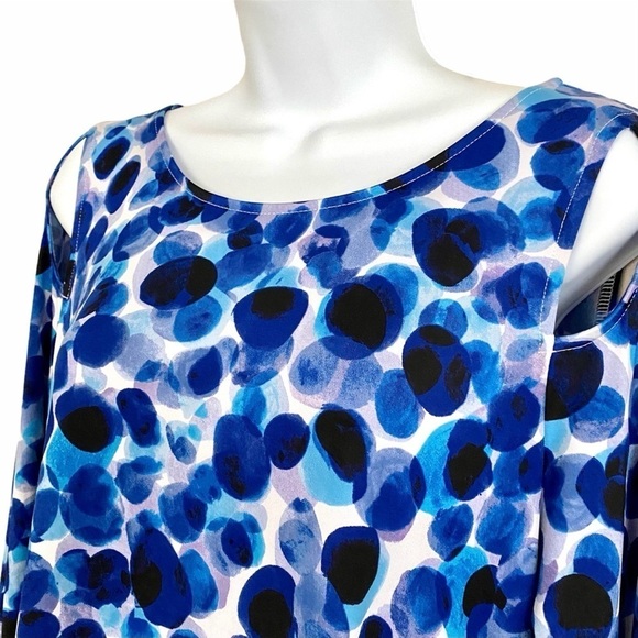 NYGARD Blue Cold Shoulder Cutout Tunic Top Medium - Picture 5 of 11